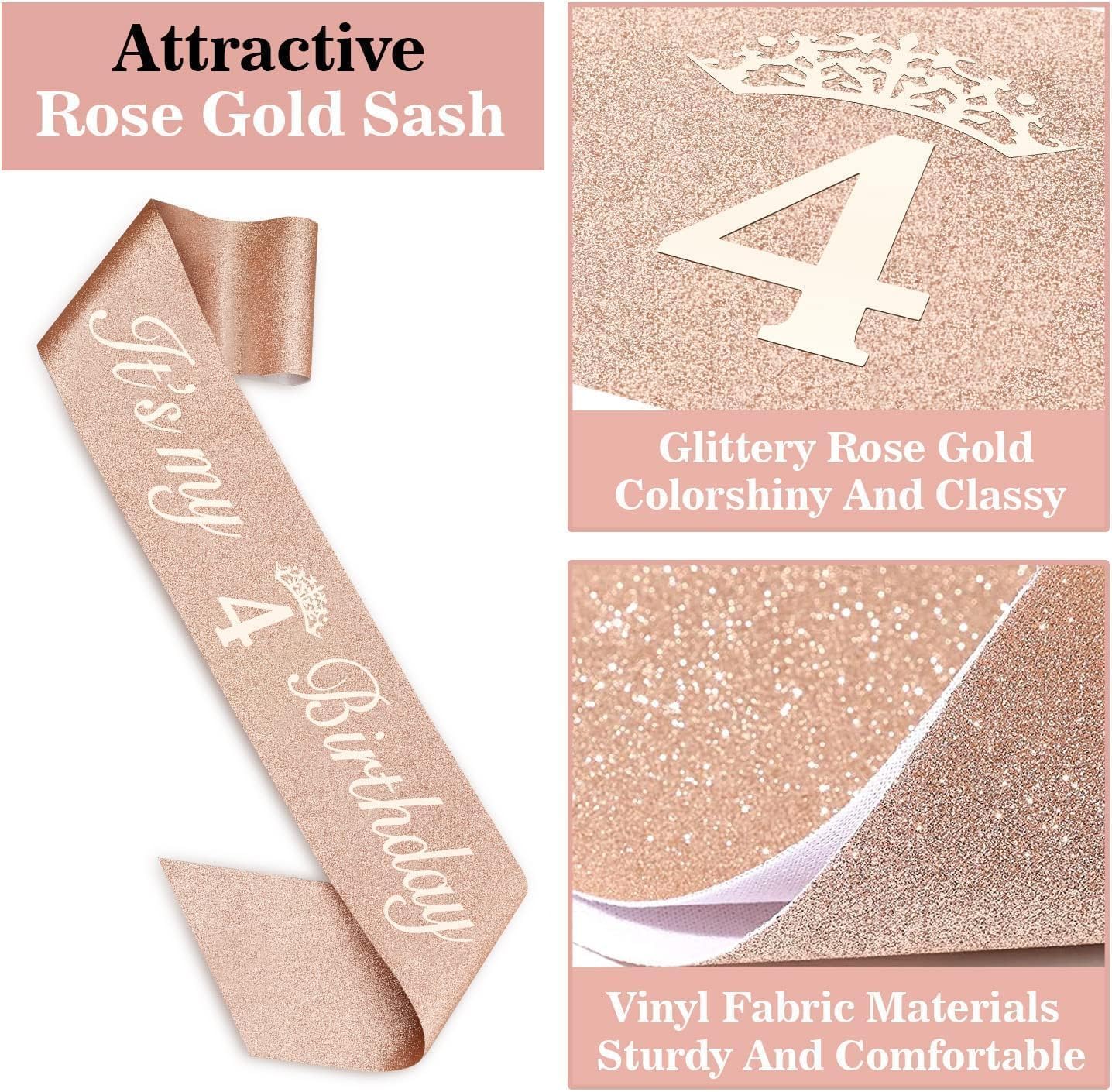 65th Birthday Decorations for Women, Including 65th Birthday Sash and Crown, Cake Topper and Candles, Number Balloons Rose Gold, 65 Year Old Gifts for Women