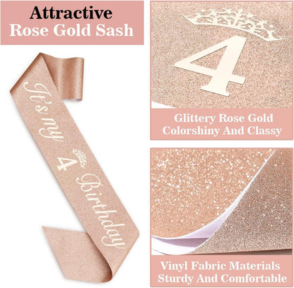 65th Birthday Decorations for Women, Including 65th Birthday Sash and Crown, Cake Topper and Candles, Number Balloons Rose Gold, 65 Year Old Gifts for Women