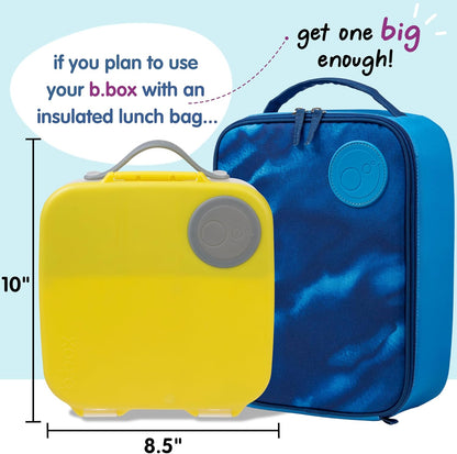 b.box 5-Compartment bento Style Lunch Box for Kids, Toddlers, Childrens, BPA-Free Food Storage Container with Cooler Pack, ON-The-GO Food Box with Handles Included Custom Divider, Lemon Twist
