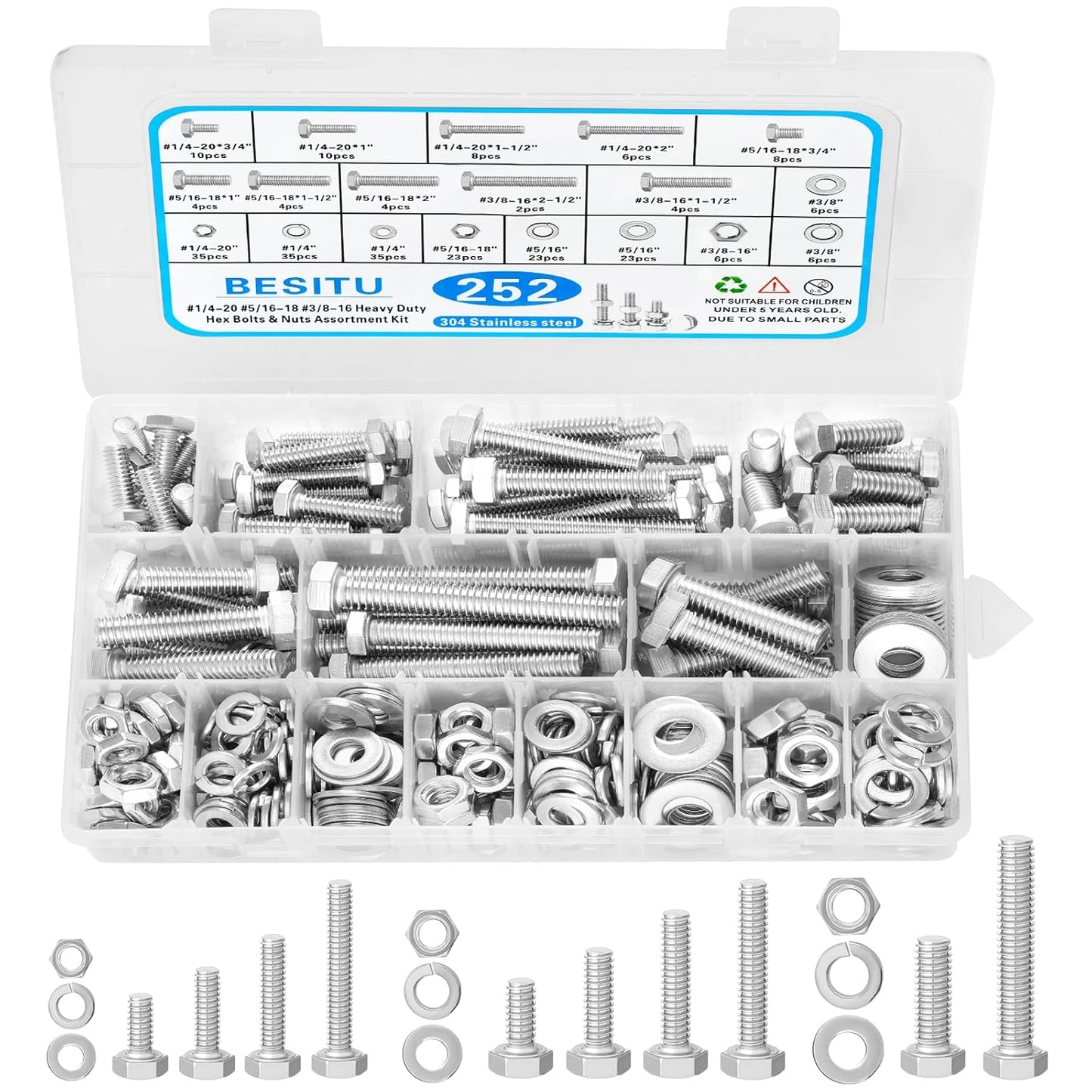 Besitu 280Pcs Metric Flange Bolt Assortment, M6x1.0, M8x1.25, M10x1.5 (12mm to 30mm) Assorted Hex Bolts and Nuts Washers Kit for Automotive, 10.9 Black Zinc Galvanized