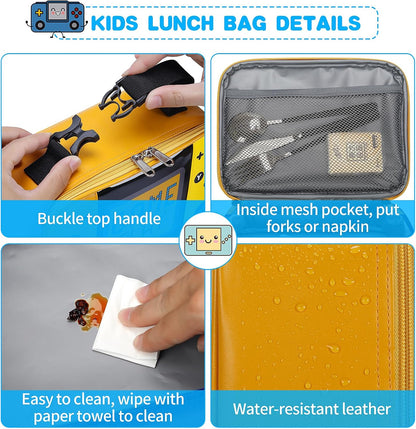 Kids Lunch Bag Insulated Back to School Reusable Tote Lunch Box for Girls Boys-Game Play