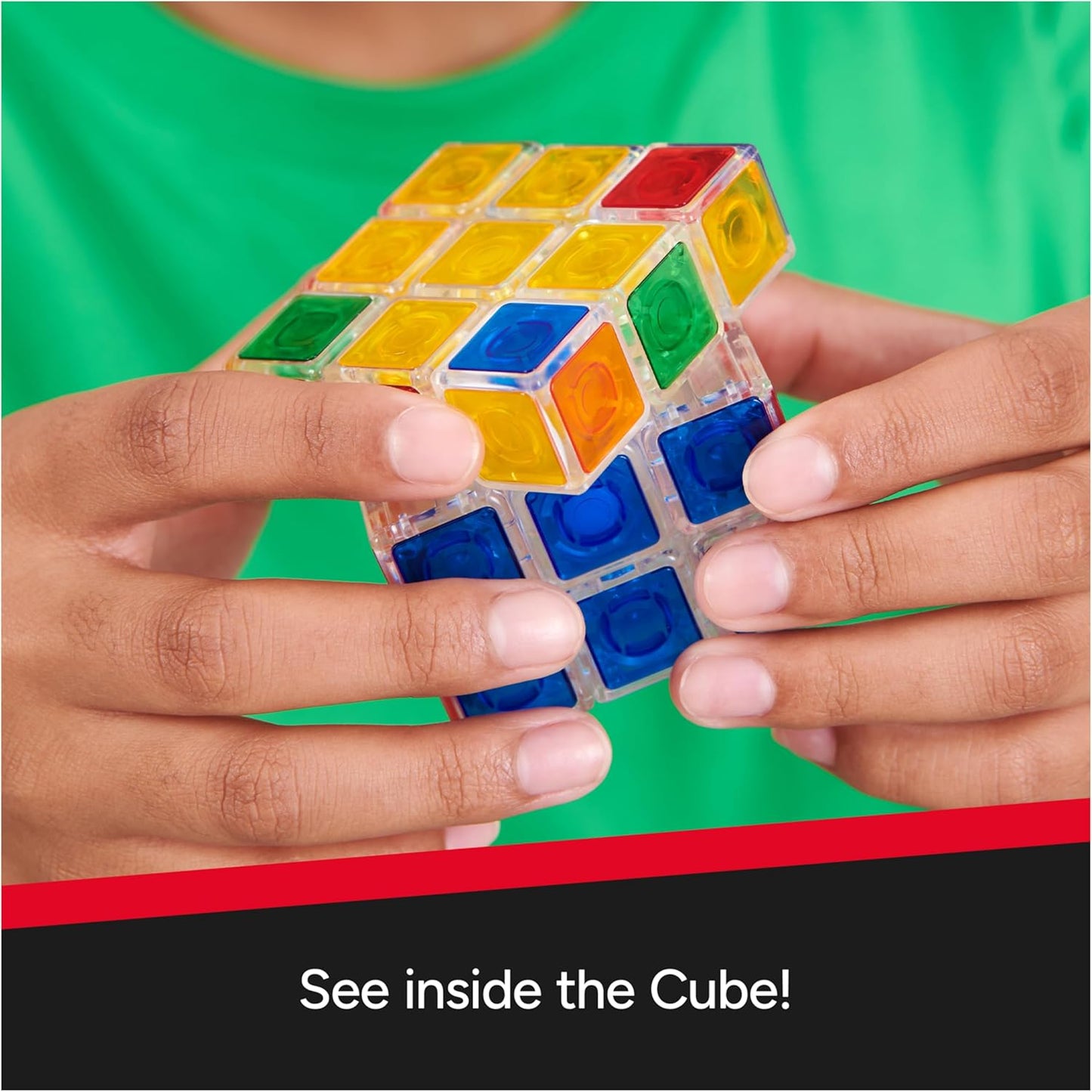 Rubik’s Crystal, New Transparent 3x3 Cube Classic Color-Matching Problem-Solving Brain Teaser Puzzle Game Toy, for Kids and Adults Aged 8 and up