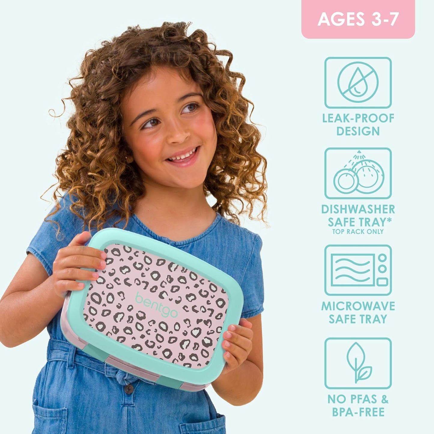 Bentgo Kids Prints Leak-Proof, 5-Compartment Bento-Style Kids Lunch Box - Ideal Portion Sizes for Ages 3-7, Durable, Drop-Proof, Dishwasher Safe, & Made with BPA-Free Materials (Green Rainbow)