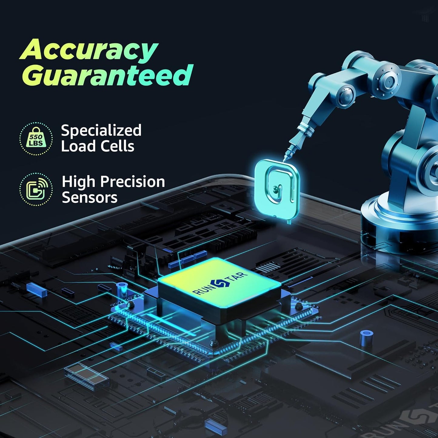 RunSTAR 550lb Bathroom Digital Scale for Body Weight with Ultra-Wide Platform and Large LCD Display, Accurate High Precision Scale with Extra-High Capacity