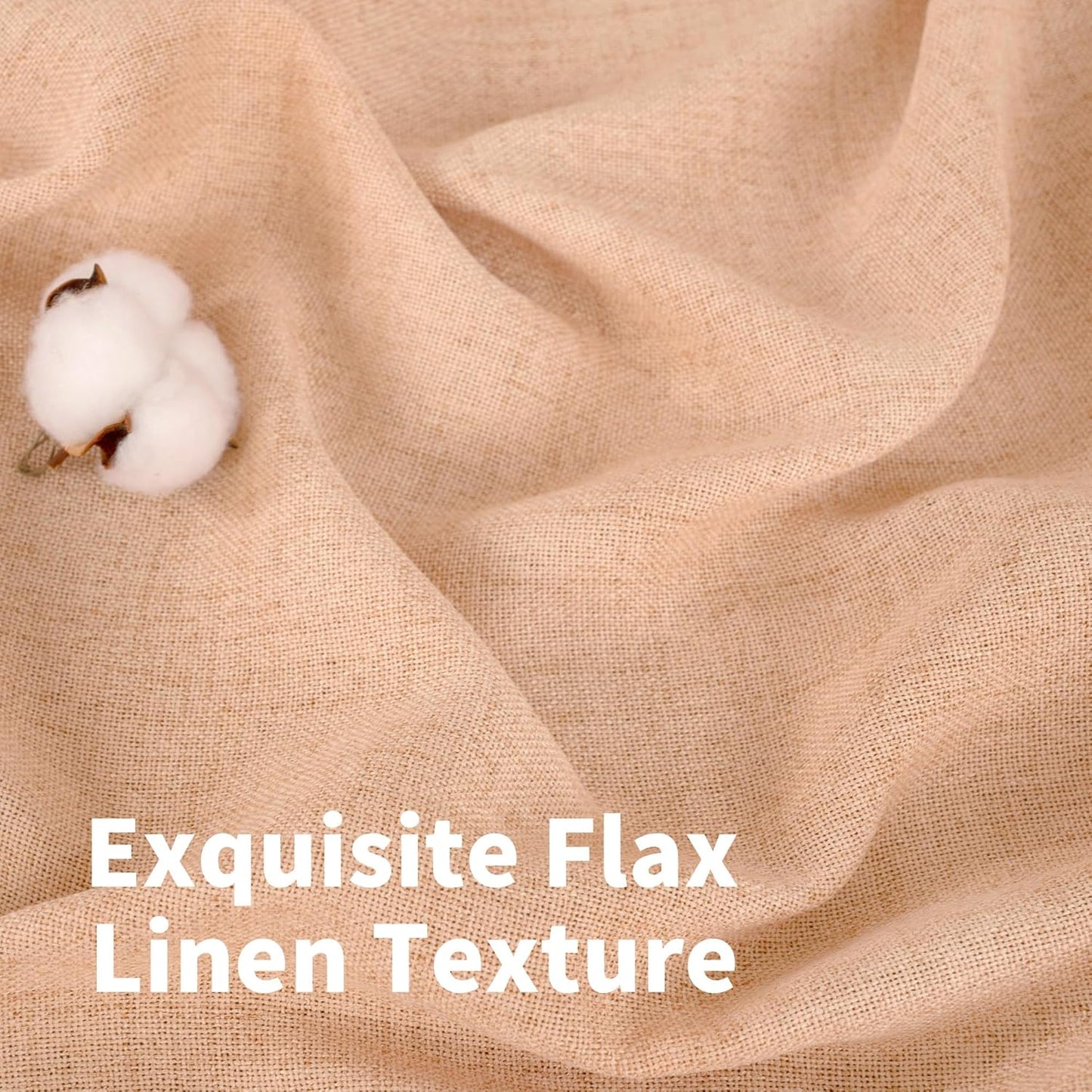 YoungsTex Natural Linen Curtains 84 Inch Long for Living Room Bedroom Grommet Top Light Filtering Privacy Linen Textured Window Semi Sheer Drapes, 2 Panels, 52x84 Inch, Natural