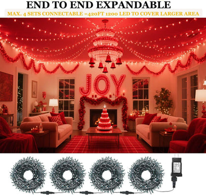 Tcamp 105FT 300 LED Purple Orange Halloween Decorations Lights Motion Activated Sync with 4 Scary Music, 6 Modes Halloween String Lights for Party Yard Outdoor Indoor Decor (3 Sets Connectable)
