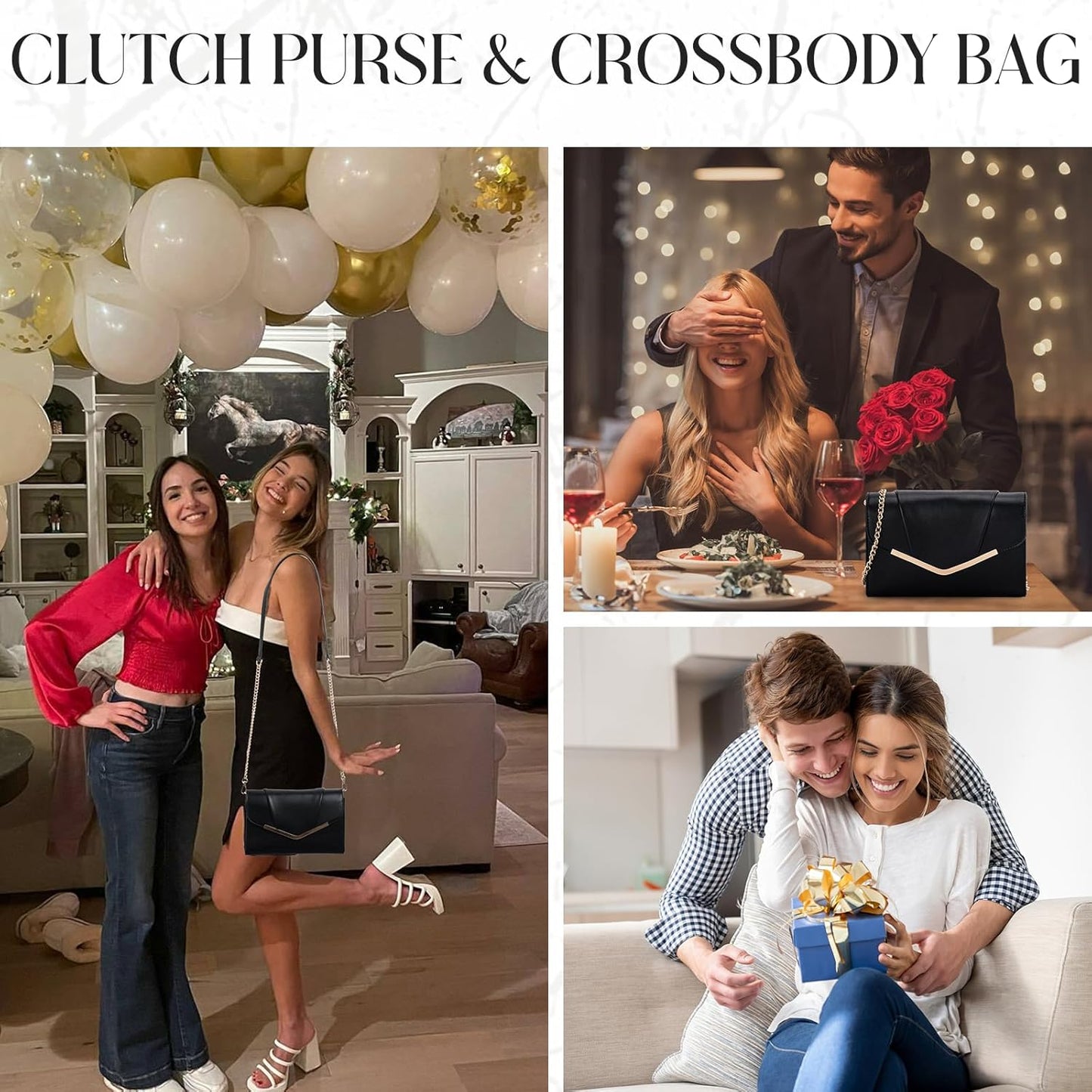 Vaschy Clutch Purse for Women,Fashion Envelope Evening Small Formal Handbag Fold-over Crossbody Shoulder Bag Wedding,Party