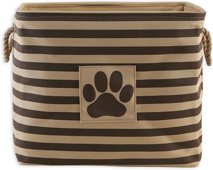 DII Bone Dry RoundSmall Pet Toy and Accessory Storage Bin, 12"(Dia) x9(H), Collapsible Organizer Storage Basket for Home Decor, Pet Toy, Blankets, Leashes and Food-Gray Stripes