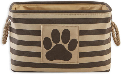 DII Bone Dry RoundSmall Pet Toy and Accessory Storage Bin, 12"(Dia) x9(H), Collapsible Organizer Storage Basket for Home Decor, Pet Toy, Blankets, Leashes and Food-Gray Stripes