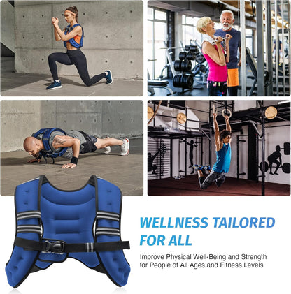 ZELUS Weighted Vest, 6lb/8lb/12lb/16lb/20lb/25lb/30lb Weight Vest with Reflective Stripe for Workout, Strength Training, Running, Fitness, Muscle Building, Weight Loss, Weightlifting