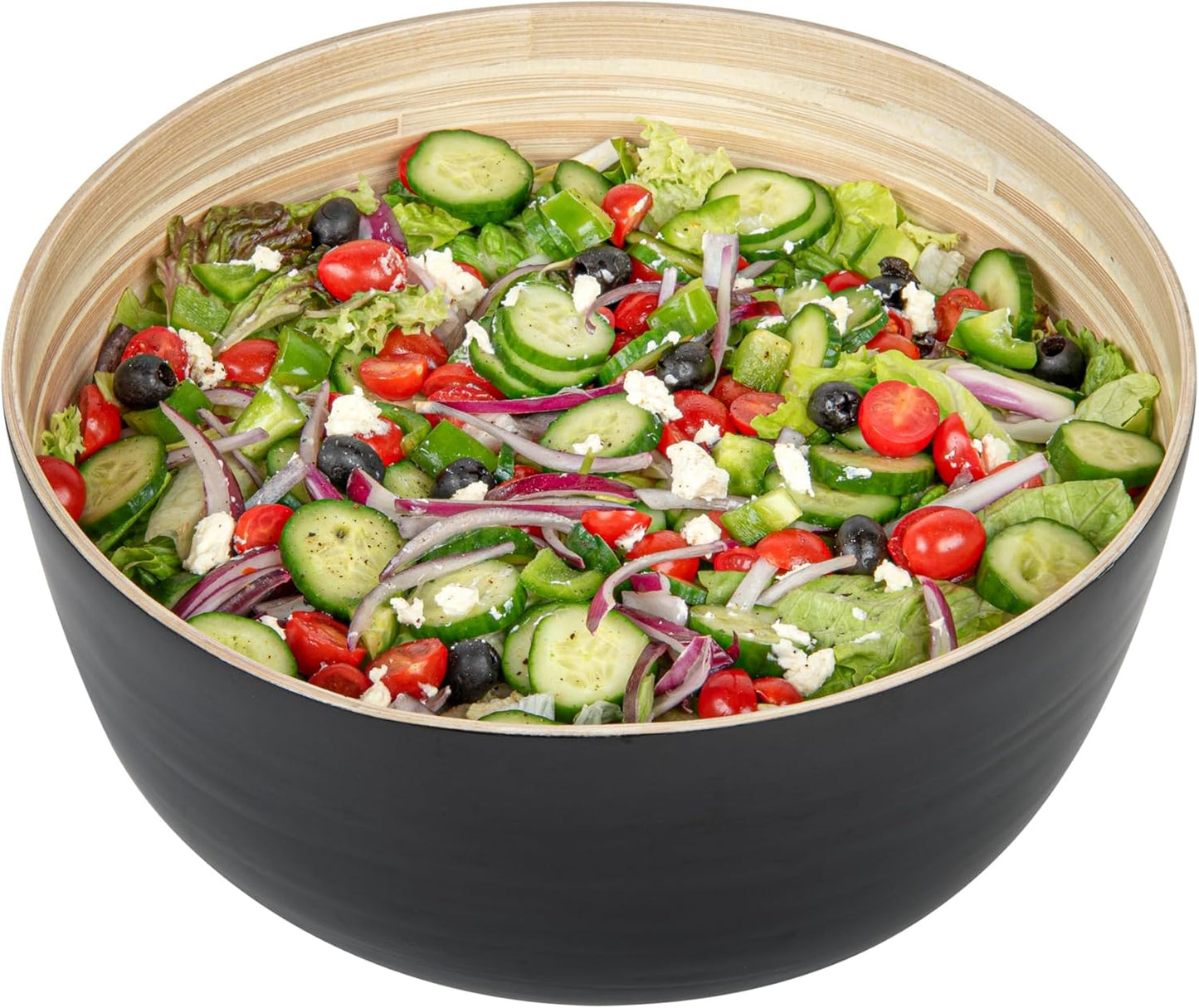 Restaurantware-Bambuddha 51 Ounce Extra Large Salad Bowl, 1 Heavy-Duty Round Salad Bowl - Sustainable, Reusable, Blue Bamboo Serving Dish, for Serving Salads, Fruits, and Appetizers