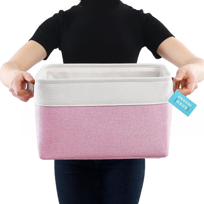 OrganiHaus Large Fabric Storage Baskets for Shelves 3 Pack, 15x11in Closet Storage Bins for Shelves, Cloth Baskets, Fabric Storage Cubes, Linen Closet Organizers, Fabric Basket, White Basket