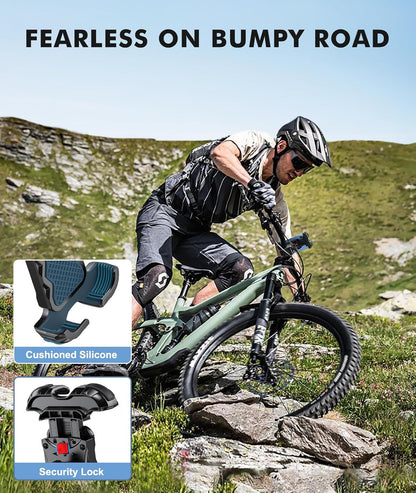 WOCBUY Bike Phone Mount, Upgrade [1s Lock][Secure Protection] Motorcycle Phone Mount, [360° Rotatable] Phone Holder for Bike Handlebar Compatible with iPhone/Samsung 4.7-6.8" Cell Phone