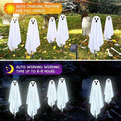Fohil Halloween Decoration, 6 Pack Ghost Solar Halloween Lights