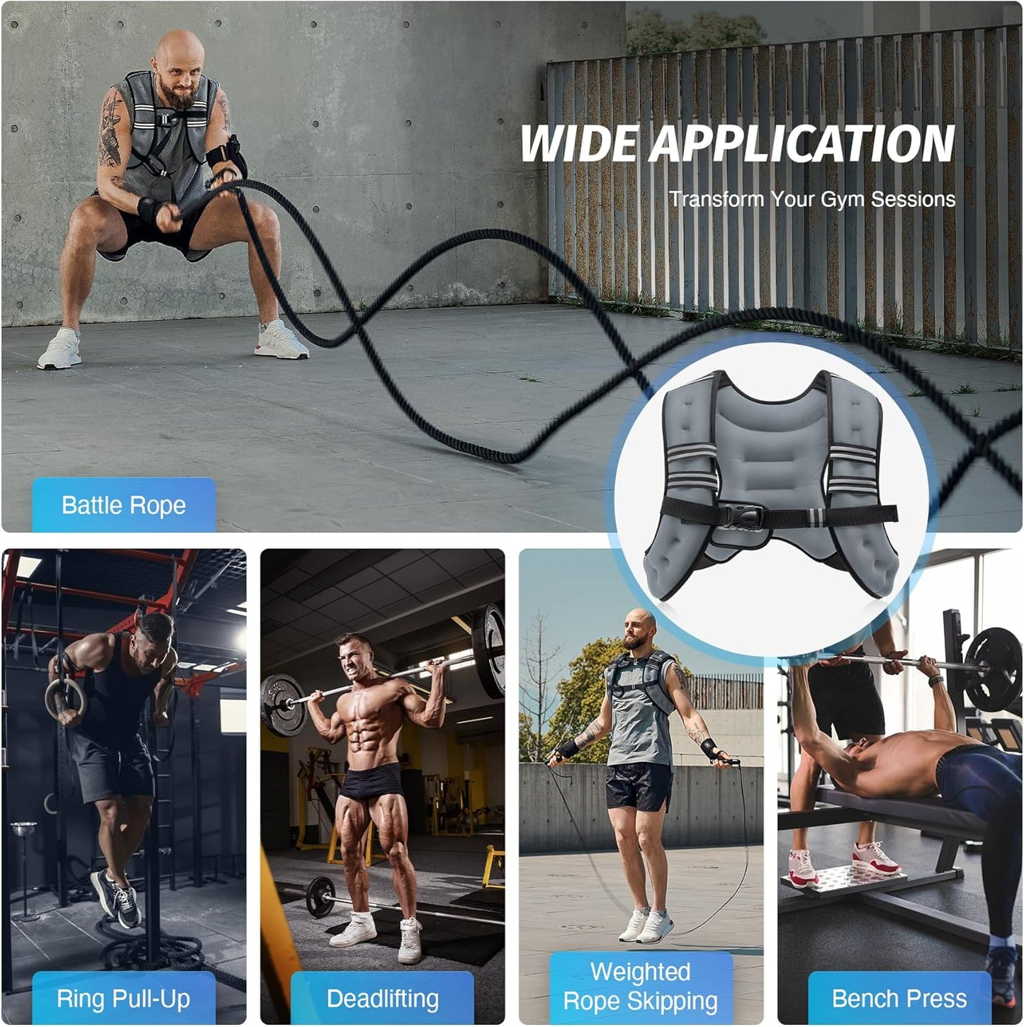 ZELUS Weighted Vest, 6lb/8lb/12lb/16lb/20lb/25lb/30lb Weight Vest with Reflective Stripe for Workout, Strength Training, Running, Fitness, Muscle Building, Weight Loss, Weightlifting