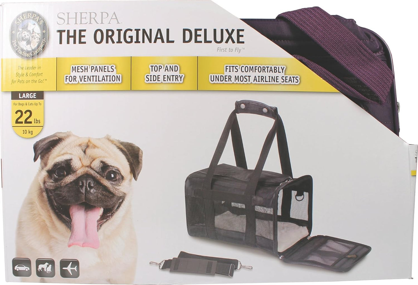 Sherpa Original Deluxe Travel Bag Pet Carrier, Airline Approved & Guaranteed-On-Board - Mesh Panels & Spring Frame, Locking Safety Zippers, Machine Washable Liner - Charcoal Gray, Medium