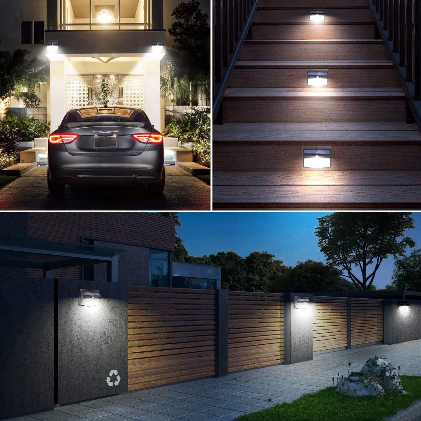 Solar Lights Outdoor, [ 8 Pack/138LED ] Solar Motion Sensor Light Outdoor with 3 Lighting Modes Wireless Waterproof Solar Wall Lights Solar Security Lights for Fence Yard Garden Deck Garage
