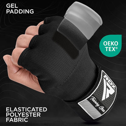 RDX Gel Boxing Hand Wraps Inner Gloves, Quick 100cm Long Wrist Straps, Elasticated, Padded Fist Hand Protection, Muay Thai MMA Martial Arts Punching Speed Bag Training Bandages, Under Mitts Handwraps