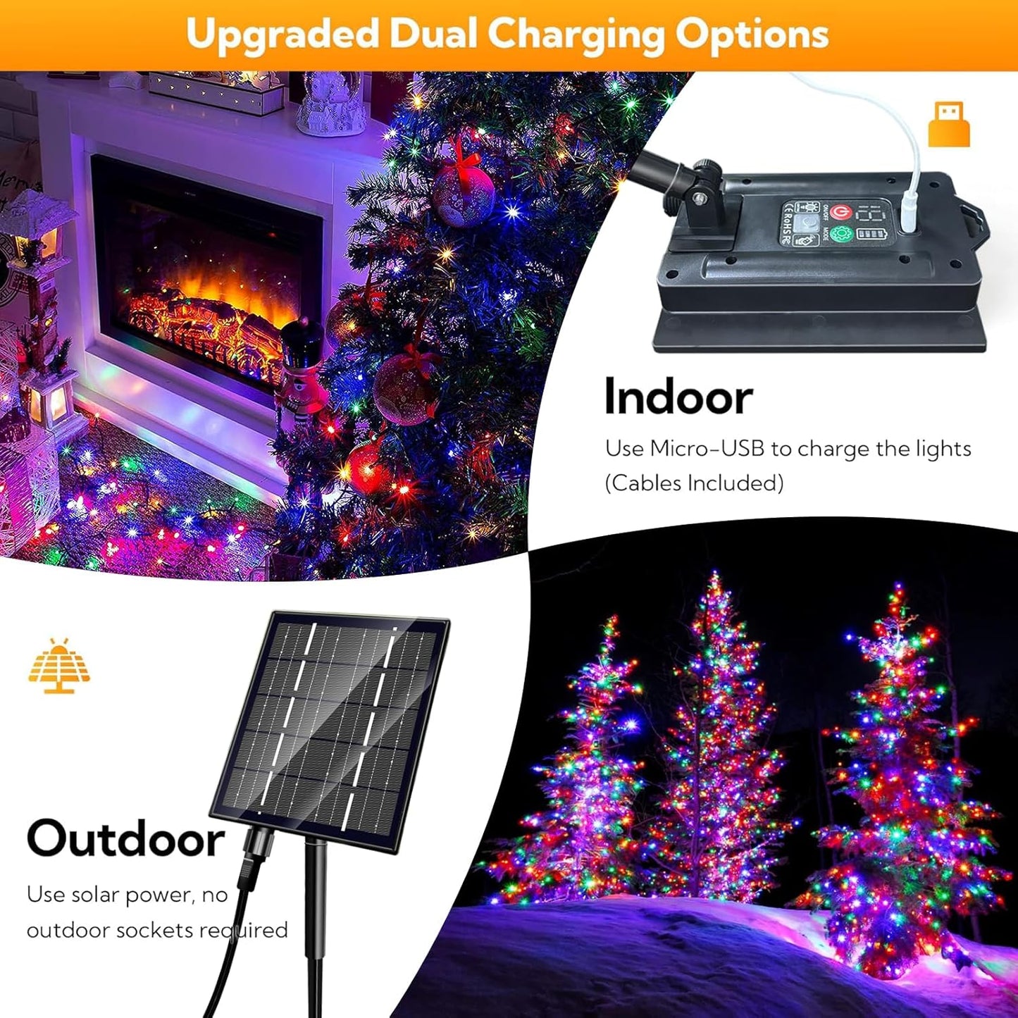 Solar Christmas Lights Outdoor, 137ft 400 LED 19Mode Solar Powered String Lights Waterproof for Garden Patio Fence Holiday Party(Multicolor)