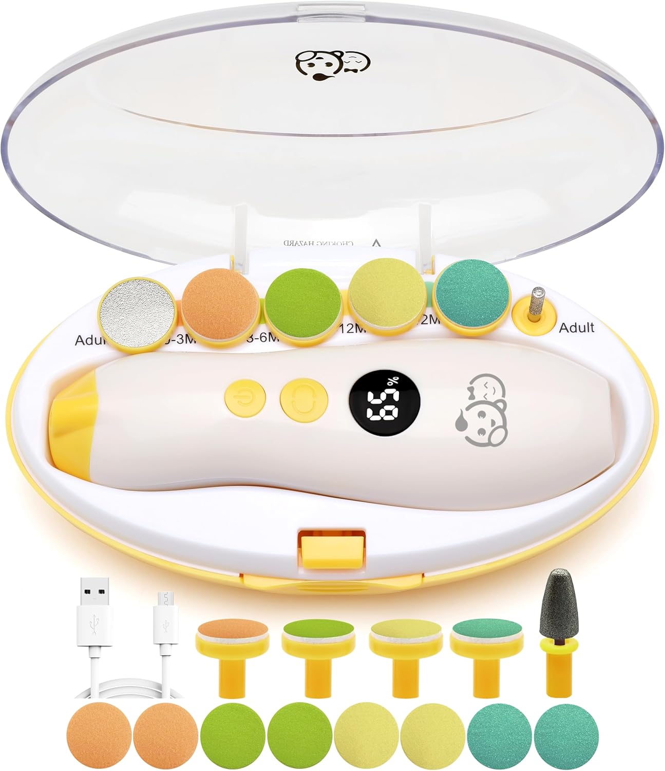 Royal Angels Rechargeable Baby Nail Clippers 20 in 1, Safe Electric Nail Trimmer, Baby Nail Kit, Additional Replacements, Newborn Toddler Toes and Fingernails, Trim and Polish (Rechargeable, Snow)