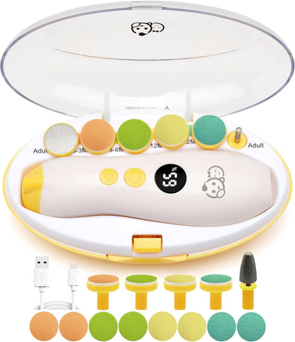 Royal Angels Rechargeable Baby Nail Clippers 20 in 1, Safe Electric Nail Trimmer, Baby Nail Kit, Additional Replacements, Newborn Toddler Toes and Fingernails, Trim and Polish (Rechargeable, Snow)