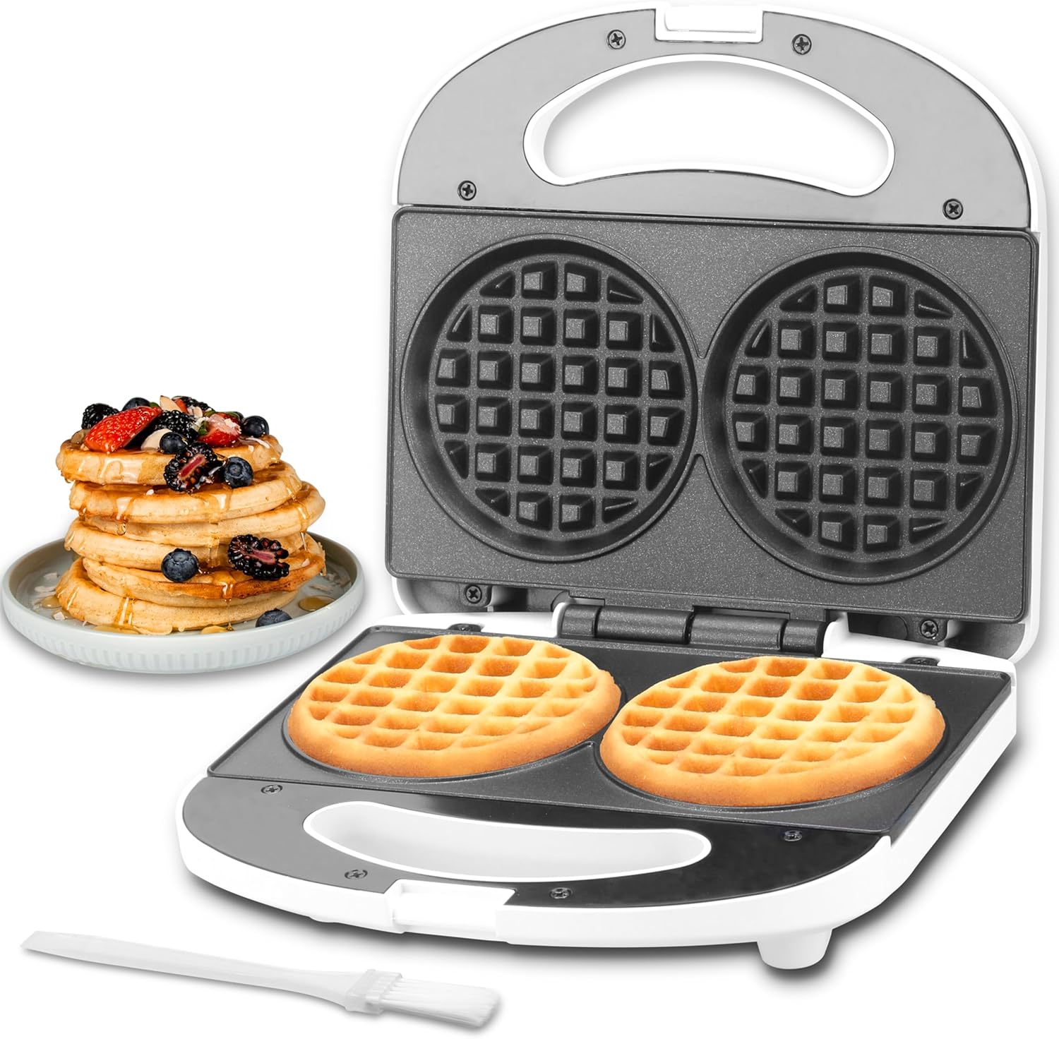 SugarWhisk Double Mini Waffle Maker Machine, Chaffle Maker, Waflera Electrica, Small Waffle Iron for Waffles, Keto Chaffles, Hash Browns, Cookies, 4 Inch - PuriLite