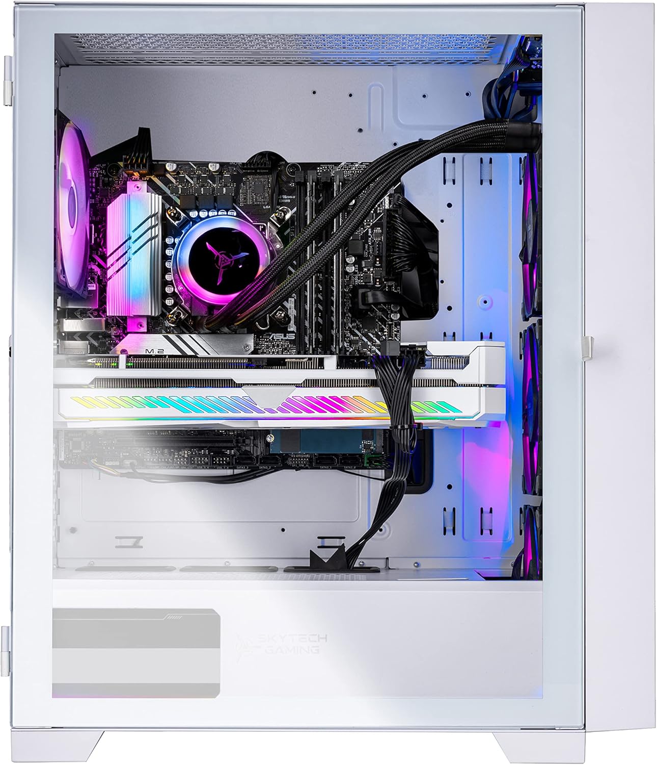 Skytech Shadow Gaming PC Desktop, Ryzen 5 5600 3.5 Ghz (4.4GHz Turbo Boost), AMD RX 6600 8GB GDDR6, 1TB SSD, 16GB DDR4 RAM 3200, 650W Gold PSU, Wi-Fi, Win 11 Home