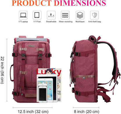 WITZMAN Canvas Backpack Vintage Travel Backpack Large Laptop Bags Convertible Shoulder Rucksack