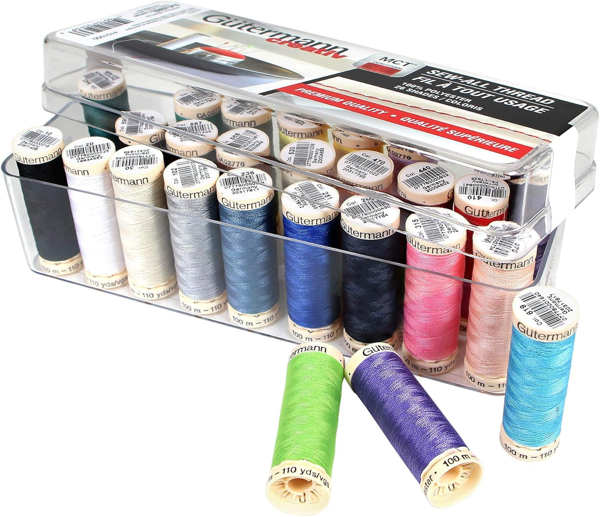 GÜTERMANN 26 pc MCT Sew-All 100m - Thread Set in Acrylic Box - Assorted Colours