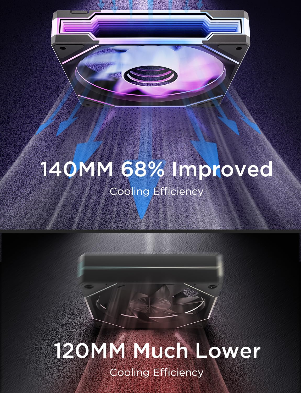 AsiaHorse AMICI-5GT RGB PC Fans, Infinity Mirror ARGB Fans HDB Bearing Fan Speeds Up to 1800 RPM with 24 LED Lights, Forward Blade Fan Compatible Motherboard Aura SYNC (Reverse Blade, 3_Pack_Black)