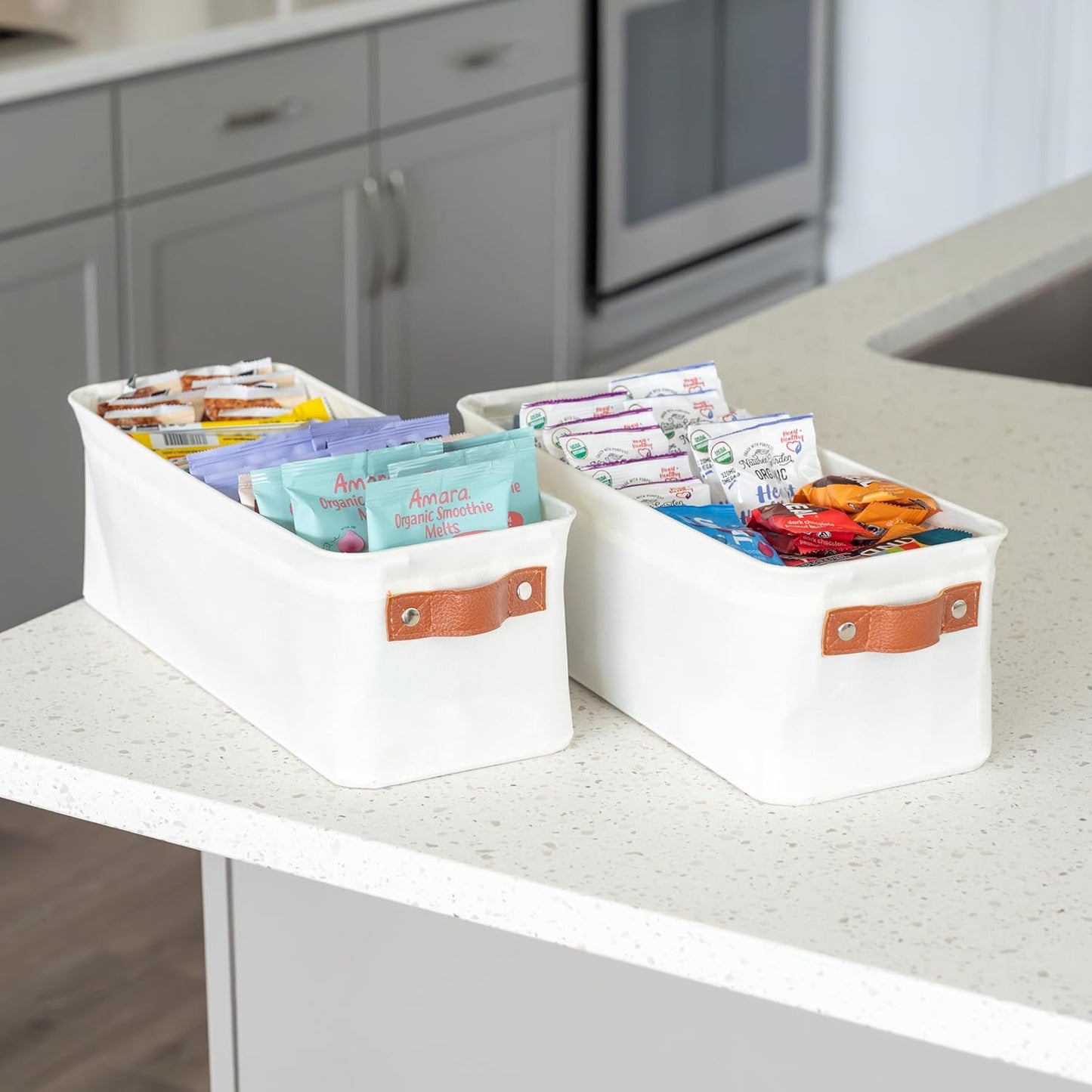 OrganiHaus Large Fabric Storage Baskets for Shelves 3 Pack, 15x11in Closet Storage Bins for Shelves, Cloth Baskets, Fabric Storage Cubes, Linen Closet Organizers, Fabric Basket, White Basket