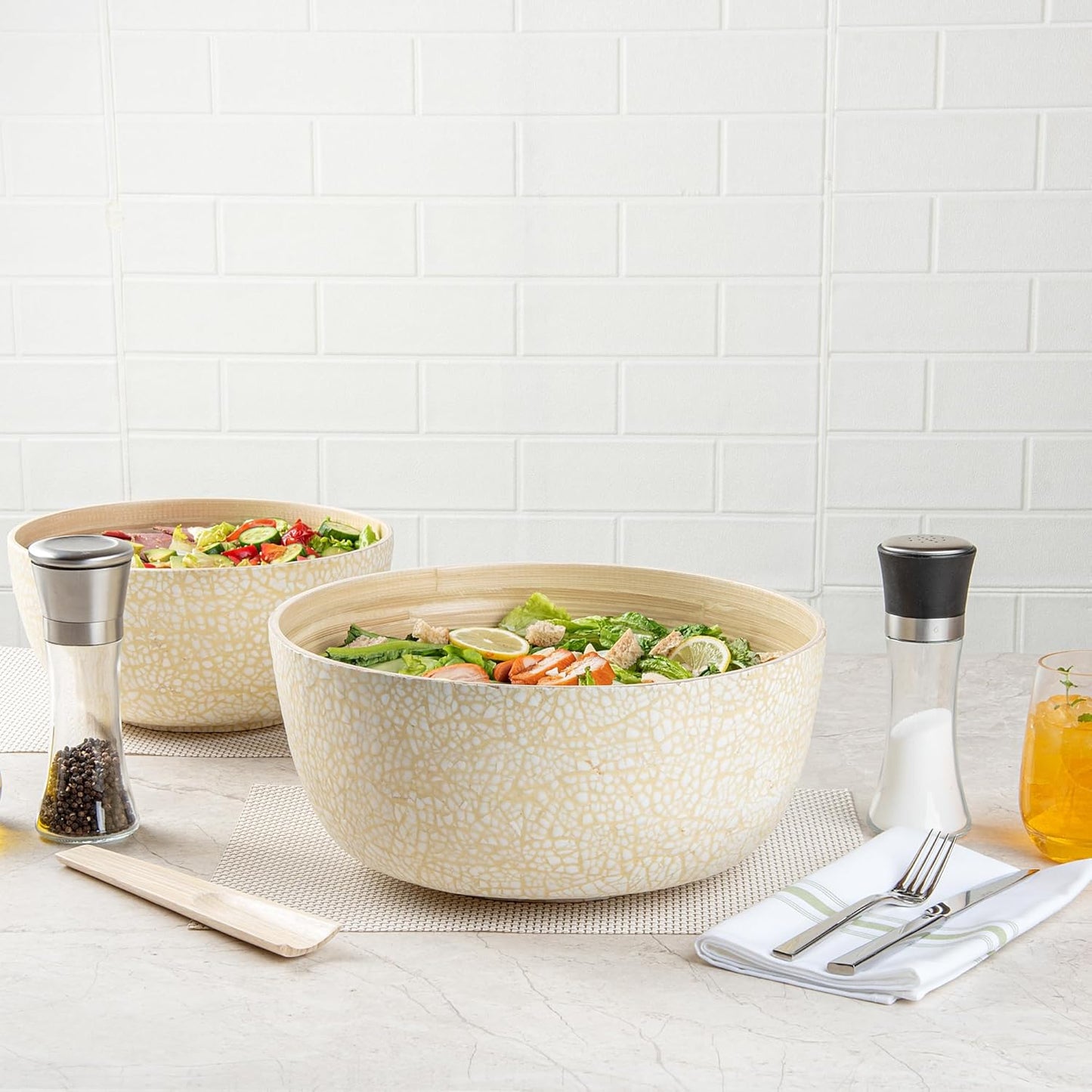 Restaurantware-Bambuddha 51 Ounce Extra Large Salad Bowl, 1 Heavy-Duty Round Salad Bowl - Sustainable, Reusable, Blue Bamboo Serving Dish, for Serving Salads, Fruits, and Appetizers