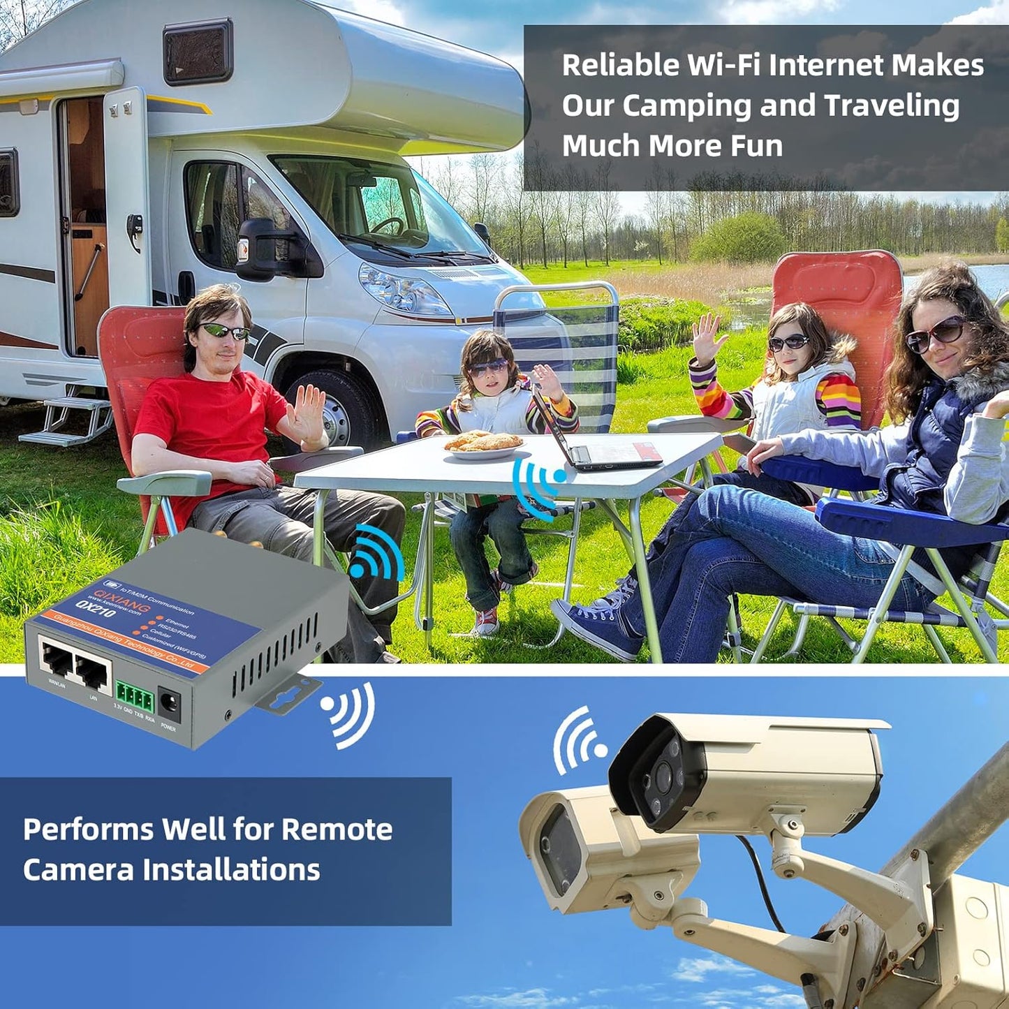 QX210-NW2 Industrial 4G LTE WiFi Router, Cellular VPN Routers for Wireless Internet Backup, M2M Gateway RS232 WiFi Modem Router for Home Vehicle Fleet RV Camera Security System Industrial Automation