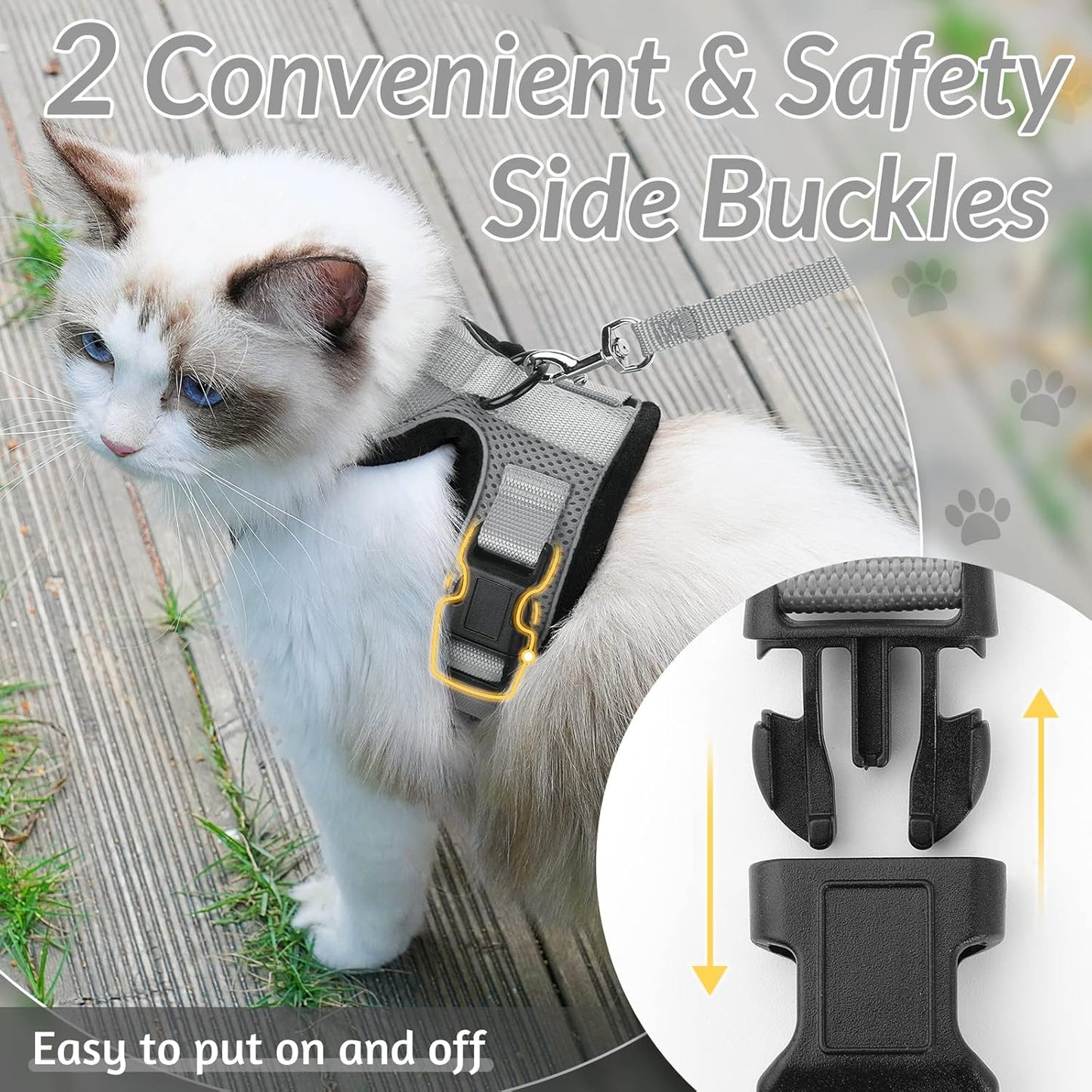 rabbitgoo Cat Harness and Leash for Walking, Escape Proof Soft Adjustable Vest Harnesses for Small Medium Cats, Easy Control Breathable Reflective Strips Jacket, XS, Black