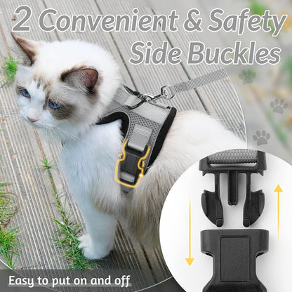 rabbitgoo Cat Harness and Leash for Walking, Escape Proof Soft Adjustable Vest Harnesses for Small Medium Cats, Easy Control Breathable Reflective Strips Jacket, XS, Black