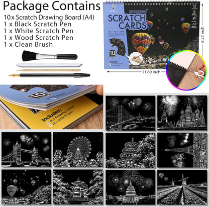 Purilite Select 20 PCS Cityscape Scratch Art Book