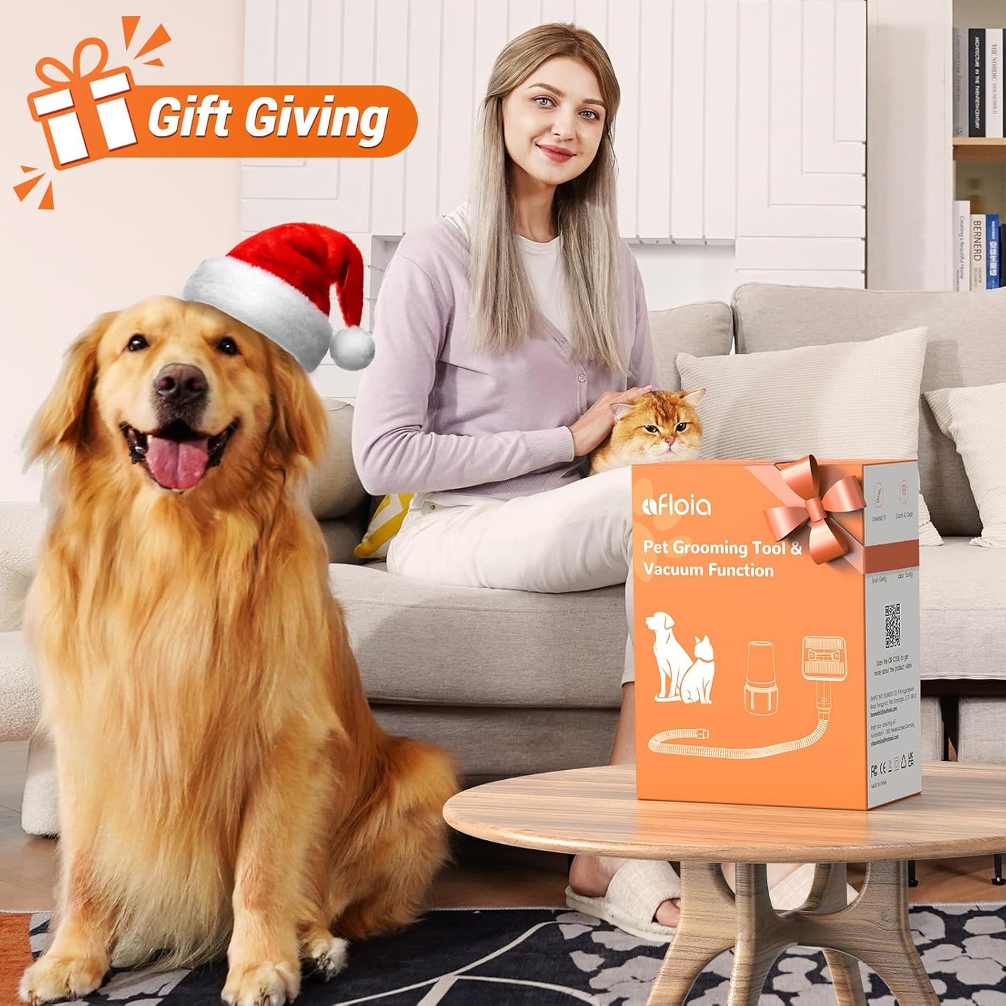 Afloia Dog Brush Vacuum Attachment, Cat Brush, Pet brush Innovative Pet Grooming kit, 1-1.5'' Hoses Diameter Universal Adapter Compatible with Most Round Vacuum Cleaners like Bissell, Eureka etc.…
