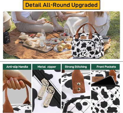 HOMESPON Lunch Bag for Woman Man Adults with Front Pocket Insulated Lunch Tote Lunch Box Container for Work Picnic or Travel(Black)