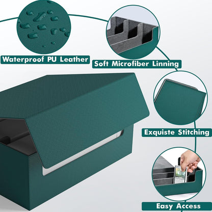 ZLCA Card Storage Box for MTG PTCG, Commander Deck Box Holds 3000+ Cards, Card Storage Case with 4 Stoppers, Card Organizer for TCG Sport Cards (Black)