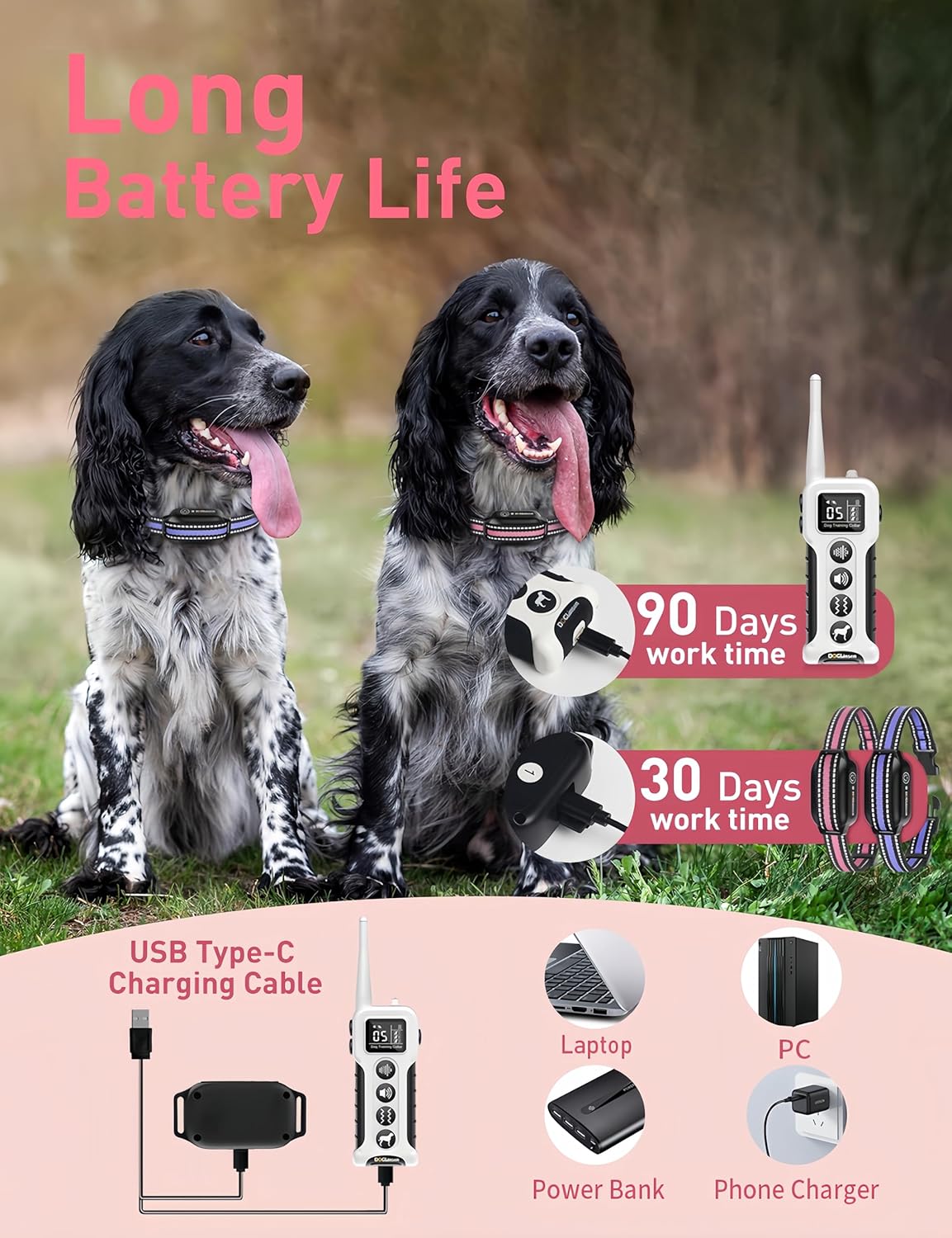 DOGLinsen No Shock Dog Training Collar with Remote 3300ft Range, Vibrating Dog Collar, Vibration Collar for Small Medium Large Dogs, 9 Style Tones and Vibration Collar