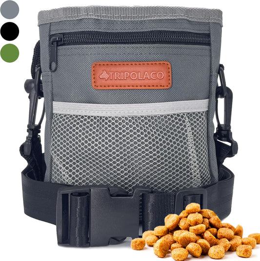 TRIPOLACO Dog Treat Pouch, Large Treat Pouches for Pet Training with Multiple Pockets, Built-in Poop Bag Dispenser & Phone Holder, 3 Wear Styles, Ideal Dog Treat Bag for Training & Walks