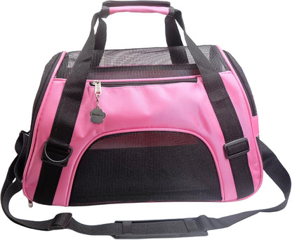 ZaneSun Cat Carrier,Soft-Sided Pet Travel Carrier for Cats,Dogs Puppy Comfort Portable Foldable Pet Bag Airline Approved (Small Rosered)