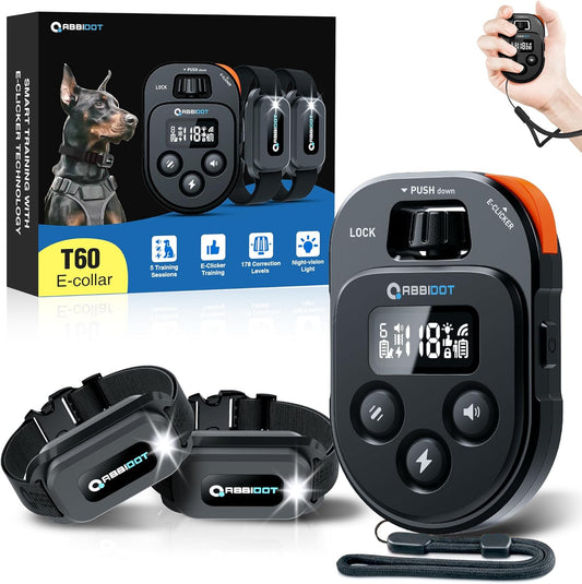 ABBIDOT Shock Collar 2 Dogs - 4500ft Dog Training Collar, 178 Levels, E-cliker, Waterproof Remote & Collar, Night Light E Collar for Small Medium Large Dogs (Black, 2 Collars)