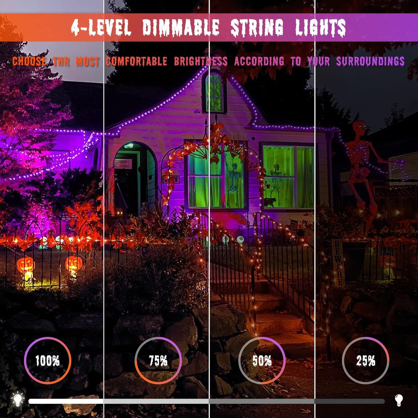 JMEXSUSS 2 Pack 75.5ft Orange Solar Christmas Lights, Total 400 LED Solar String Lights Outdoor Waterproof, 8 Modes Orange Halloween Lights for Tree Patio Garden Thanksgiving Halloween Decorations