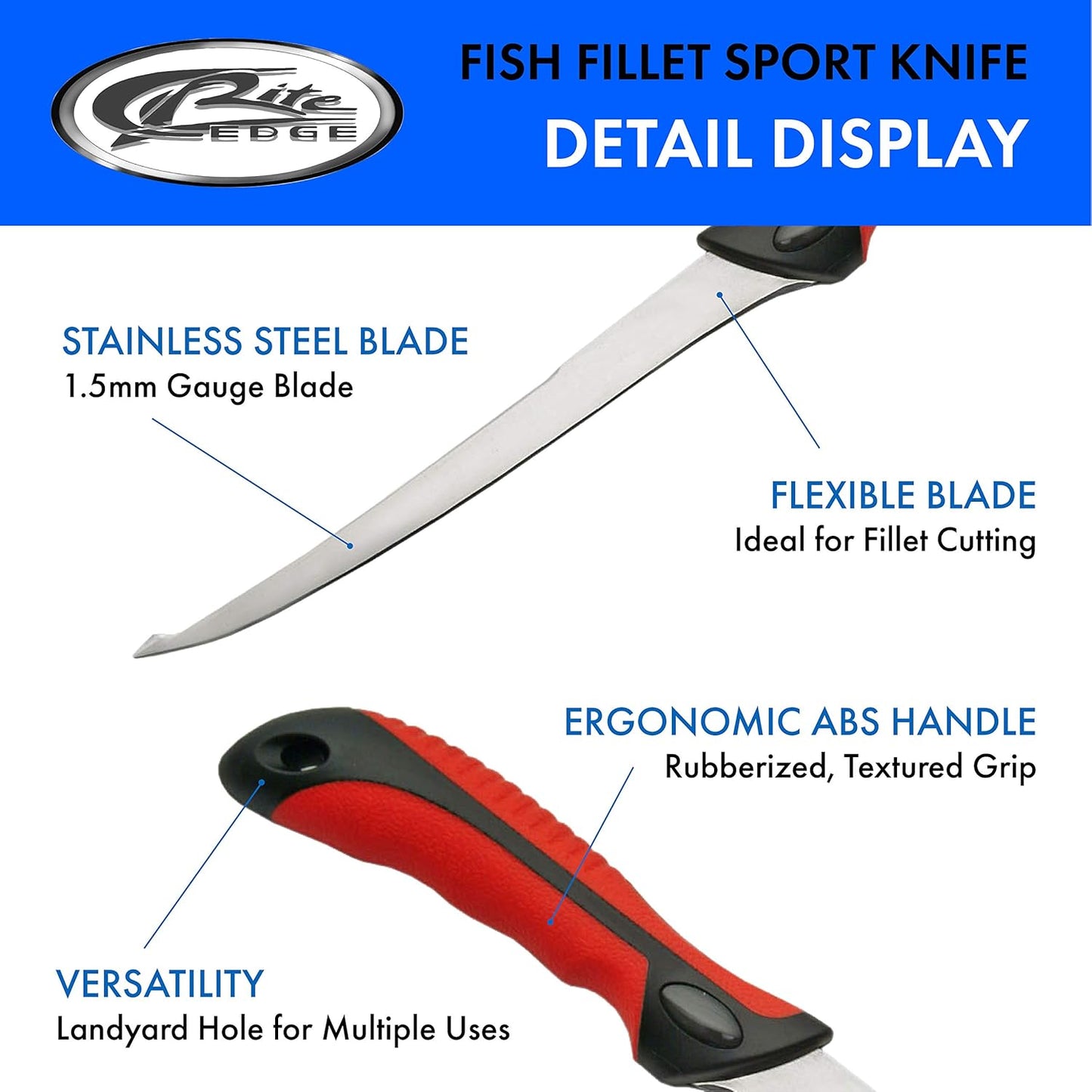 SZCO Supplies 21" Fish Fillet Sport Filllet Knife For Fishing, Cooking, With Rubberized Handle-Double Edged Fillet Knife With Nylon Sheath For Fishermen And Professional Chefs, Gift Knife For Anglers