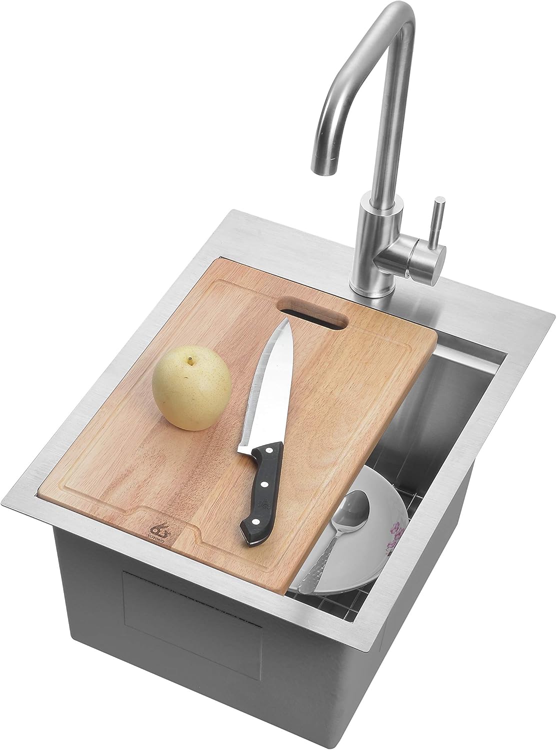 Yutong 16" x 20" Top-Mount/Drop in SS304 Stainless Steel Kitchen Black Sink Single Bowl Without Grid