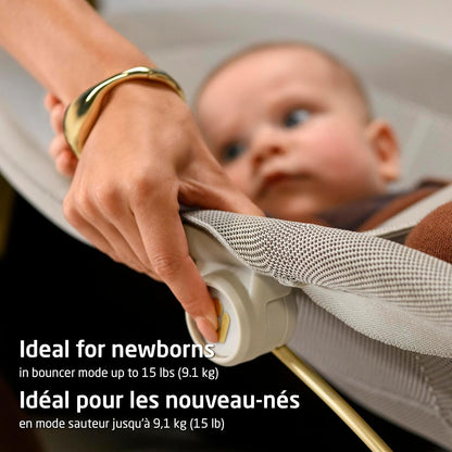 Maxi-Cosi Dove Pro Baby Bouncer – Elegance Bronze Natural Bouncing, Vibrating, Compact Fold, Lightweight, 3-Position Recline, Washable Fabrics, Fits Newborn to Toddler