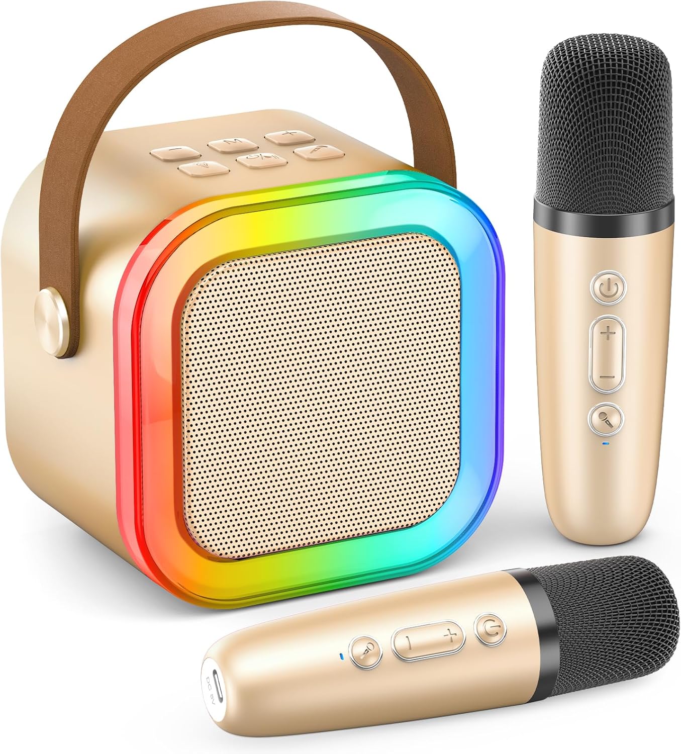 Karaoke Machine for Kids Adults, Portable Bluetooth Mini Karaoke Microphone Singing Speaker Karaoke Player with 2 Wireless Mic Toys for All Smartphones,Birthday, Family,Home Party (Purple)