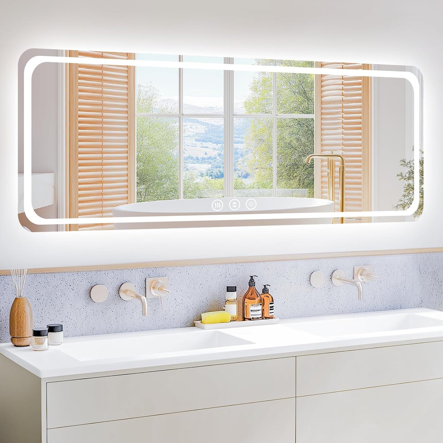 Lmsedf 24" x 32"Rectangle LED Bathroom Mirror with Lights, Backlit & Front Lighted, Wall-Mounted Vanity Mirror 3000K/4000K/6000K, Memory Functions, Anti-Fog, Dimmable Smart Mirror