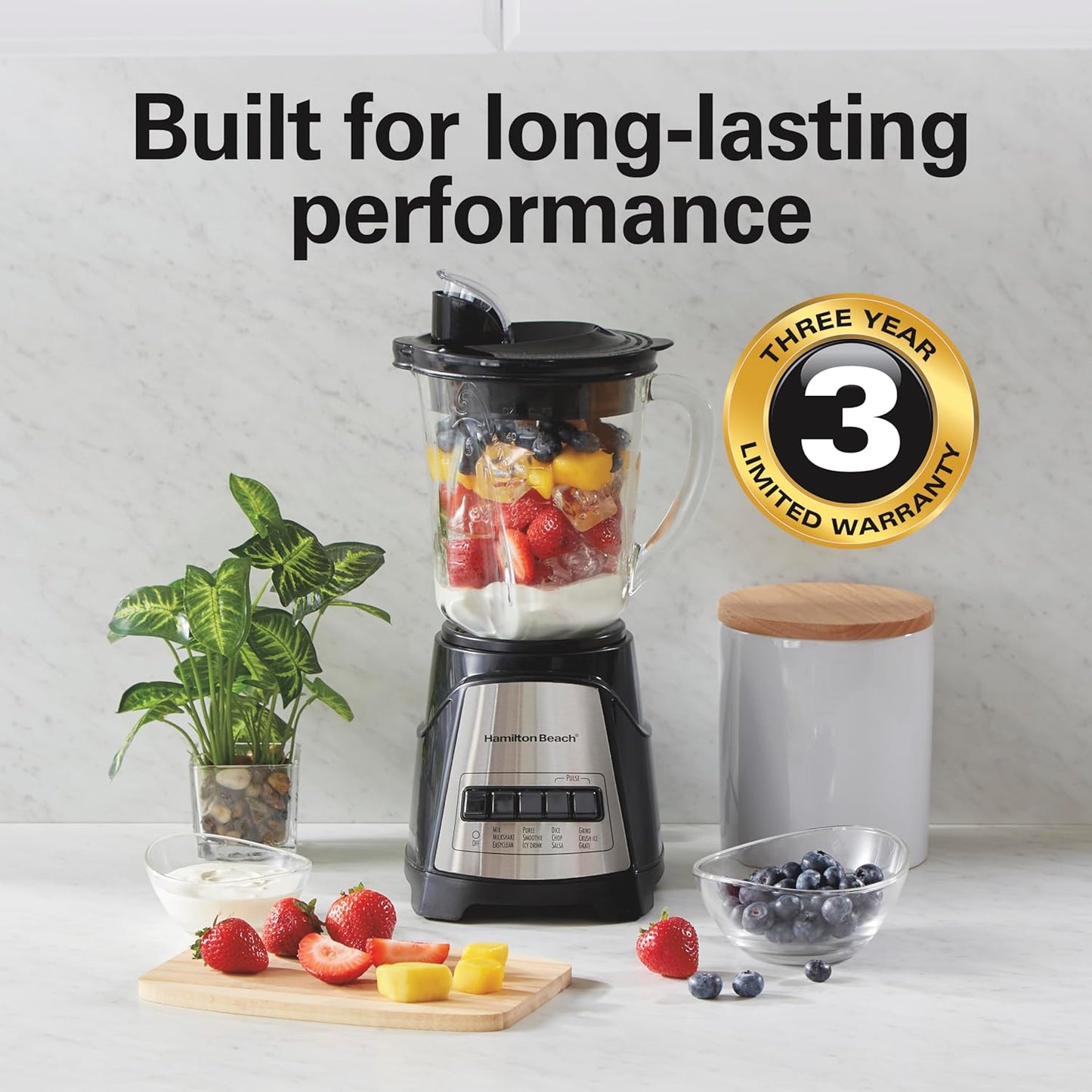 Hamilton Beach Power Elit Blender with 40 oz. Glass Jar, Black, 58148A